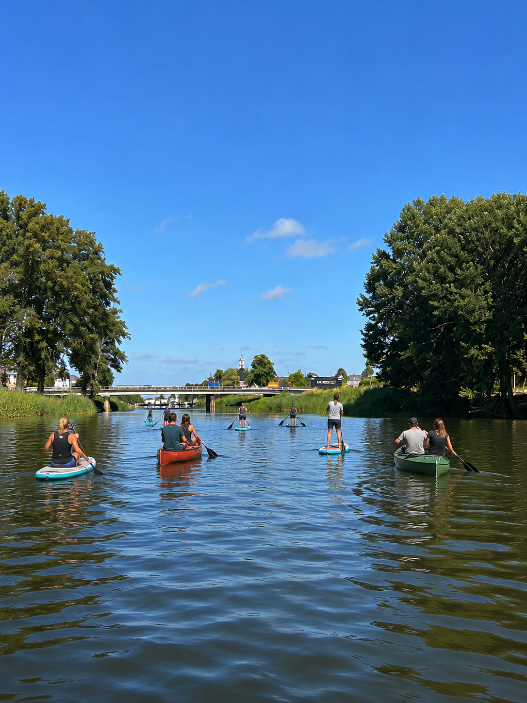 Watersporters op de Overijsselse Vecht bij Ommen